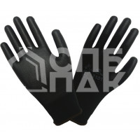 Перчатки нейлоновые с полиуретановым покрытием ладони и пальцев Черные